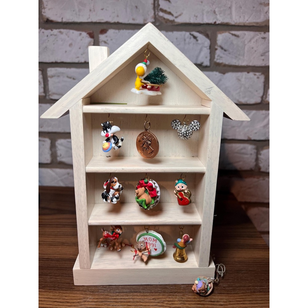 Vintage 1990 Hallmark Shadow Box Memory House Miniature Ornament Display Shelf